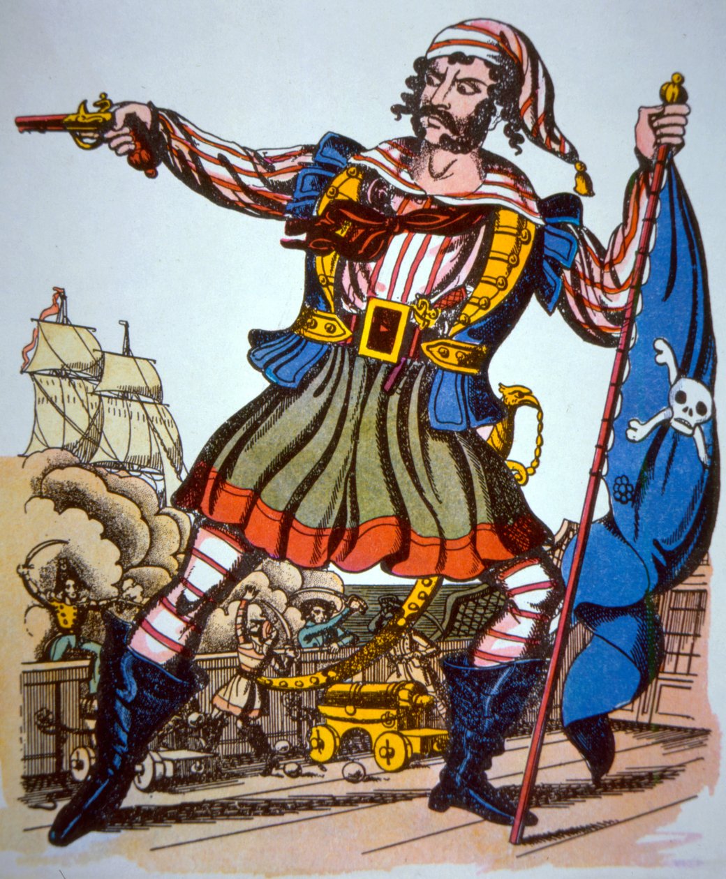 Viktoriansk presentasjon av en pirat (farge litho) av American School