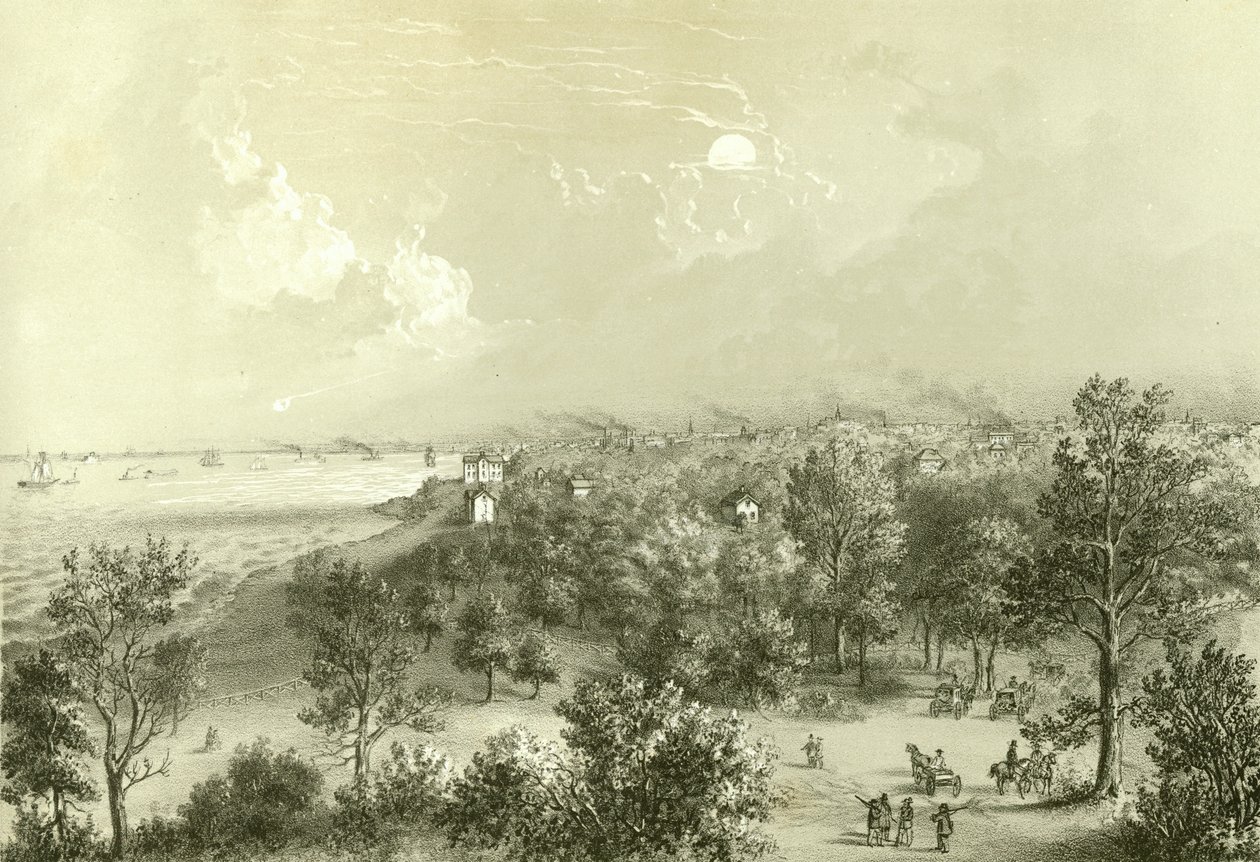View of Lake View House, fra Chicago Illustrated, med litterære beskrivelser av James W. Sheahan, utgitt av Jevne & Almini, Chicago, 1866-67 av American School