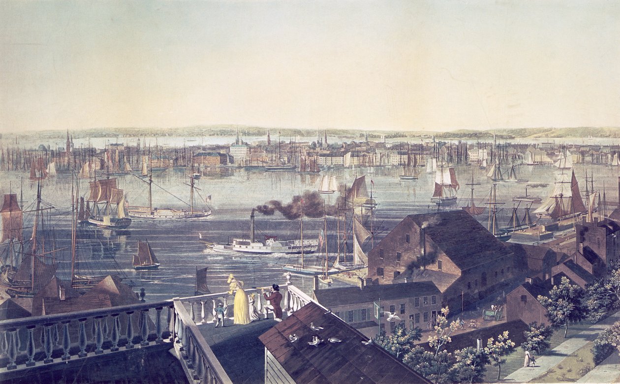 Utsikt over Manhattan fra Brooklyn, 1837 av American School