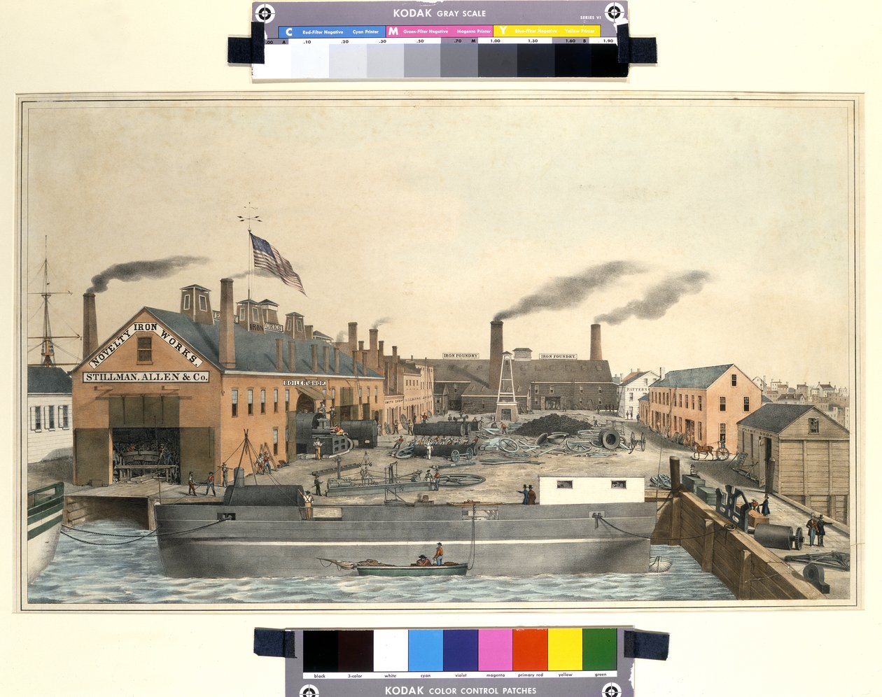 Utsikt over Stillman & Allen Novelty Iron Works av American School