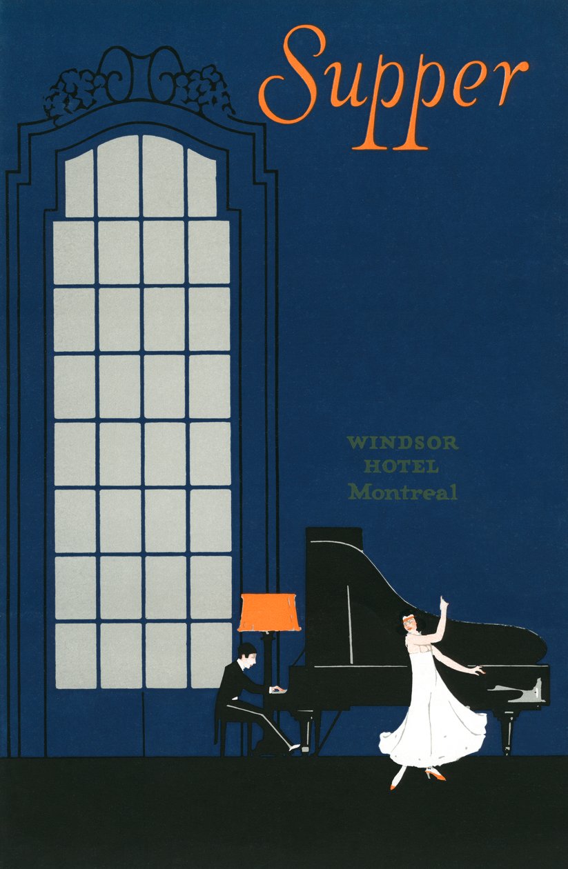Vintage-meny fra Windsor Hotel i Montreal av American School
