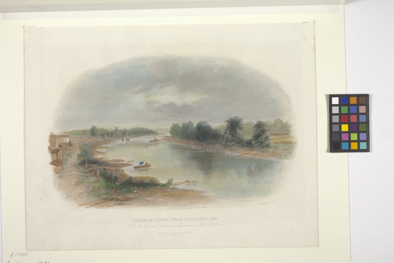 Wabash River, nær Vincennes, Indiana (håndfarget etsning) av American School