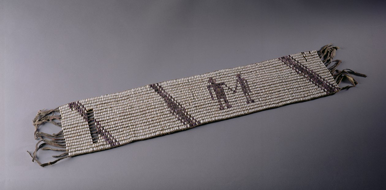 Wampum-belte, laget av Lenni Lenape Indian people, Pennsylvania av American School
