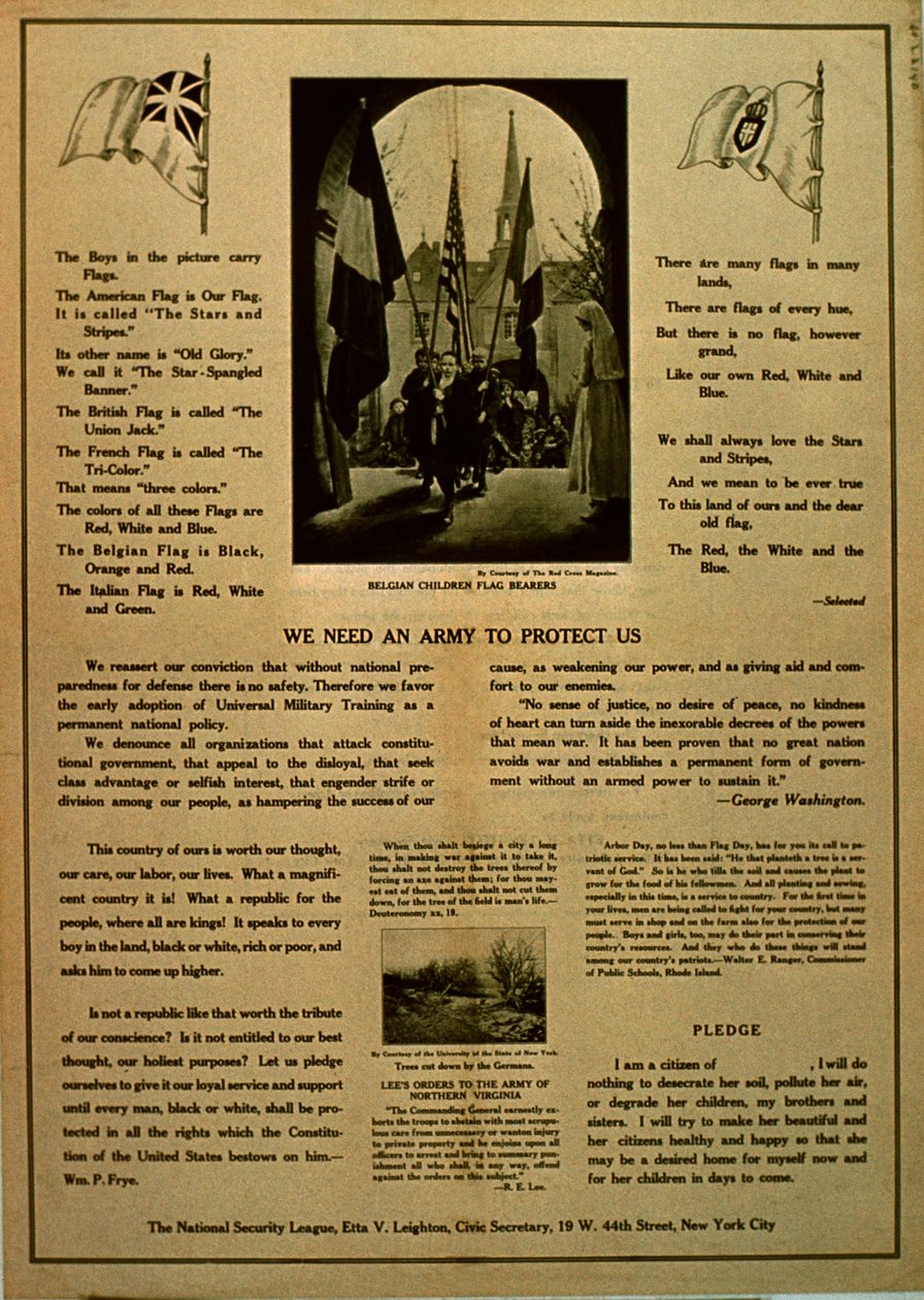 We Need an Army to Protect Us, propagandahefte fra National Security League, ca. 1914-18 av American School