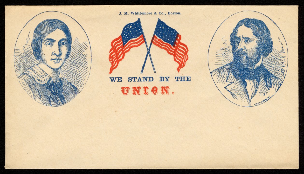 "Vi står ved unionen" postkort, ca. 1861-65 av American School