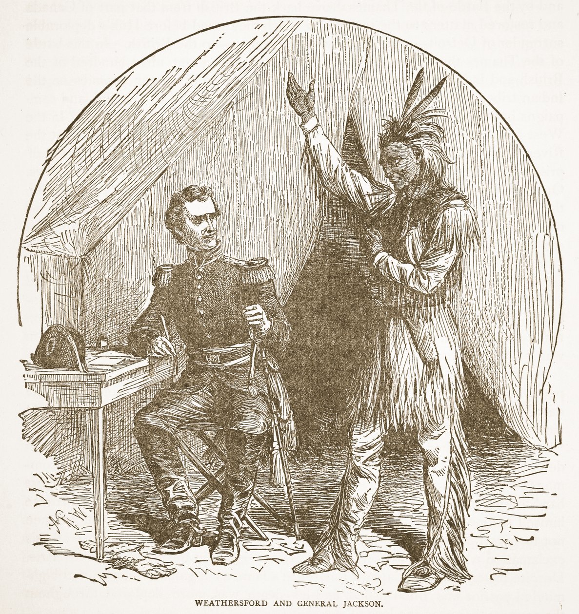 Weathersford og general Jackson, fra en bokpub. 1896 av American School