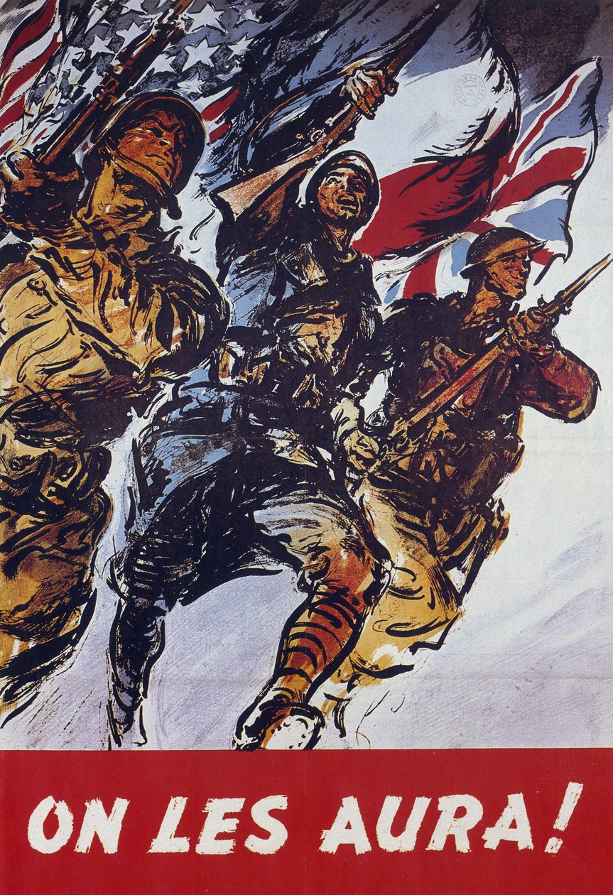 Vi tar dem! 1944 Amerikansk propagandaplakat sendt etter avstigningen i 1944 av American School