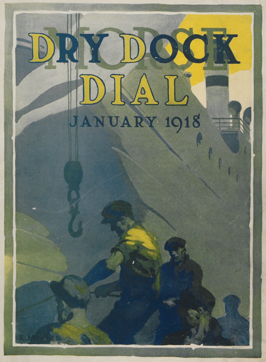 Arbeidere i Morse-verftet, frontdekselet til Morse Dry Dock Dial, januar 1918 av American School