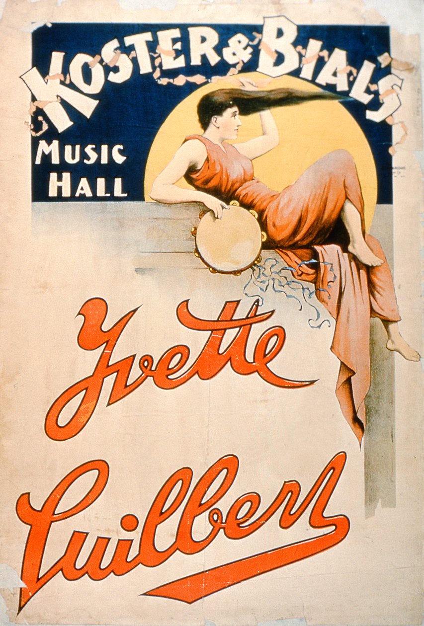 Yvette Guilbert (ca. 1869-1944) ved Koster and Bials Music Hall, New York av American School