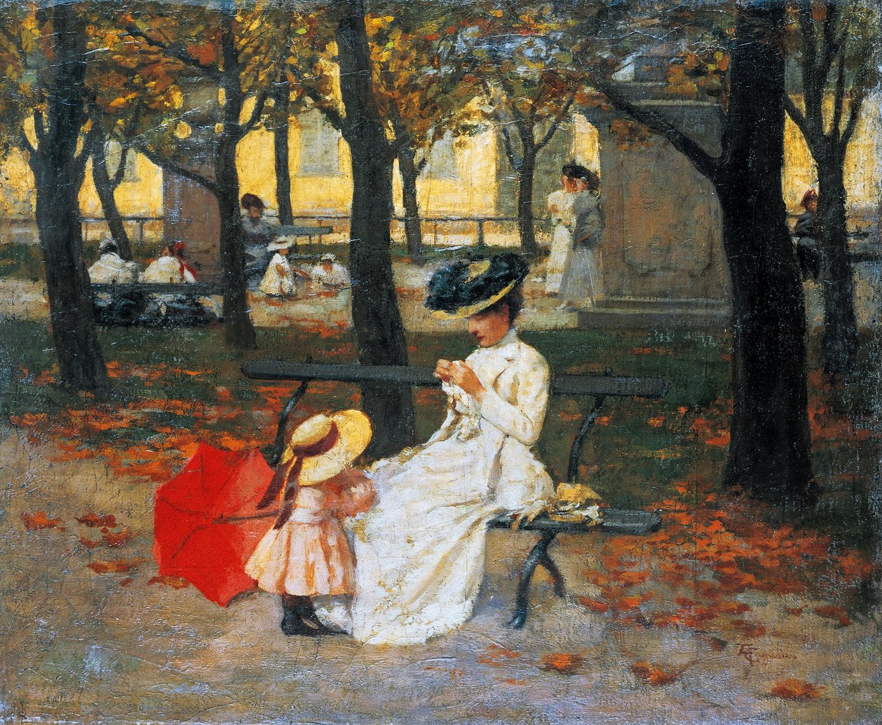 The Public Gardens, av Amerigo Cagnoni (1853-1923), olje på lerret, 49x60,5 cm av Amerino Cagnoni