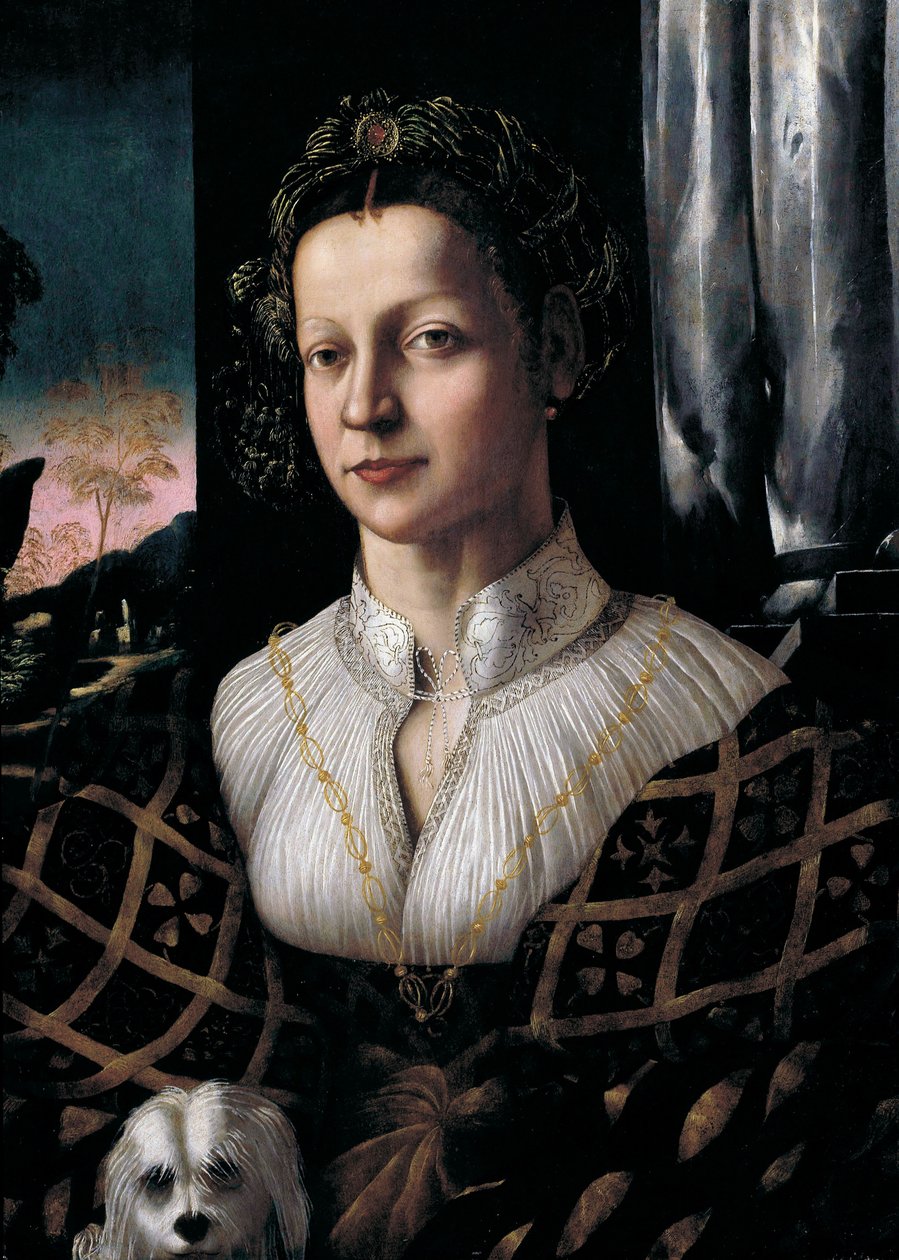 Ung kvinne med valphund av Amico Friuliano del Dosso