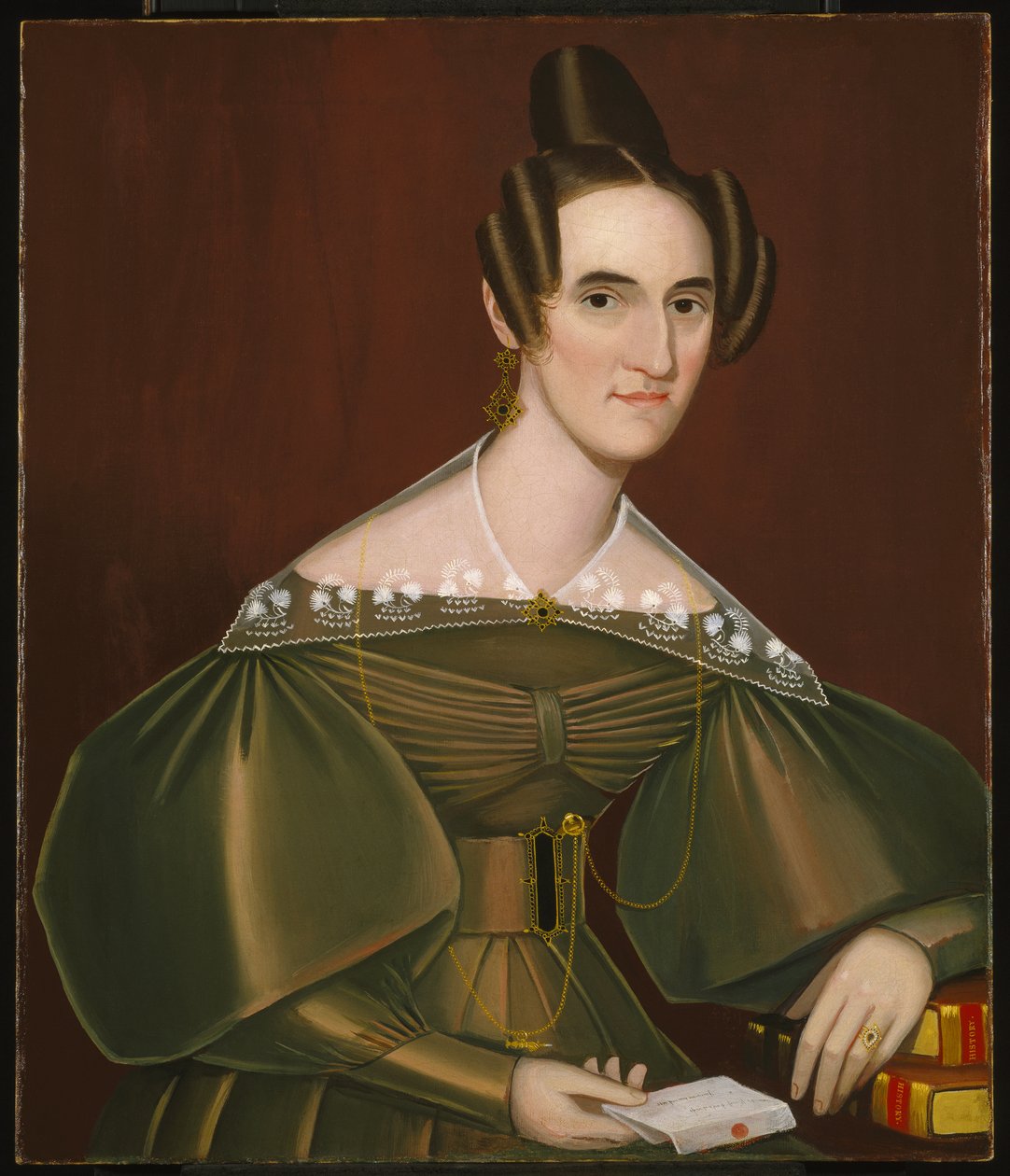 Jeannette Woolley, senere fru John Vincent Storm, ca. 1838 (olje på lerret) av Ammi Phillips
