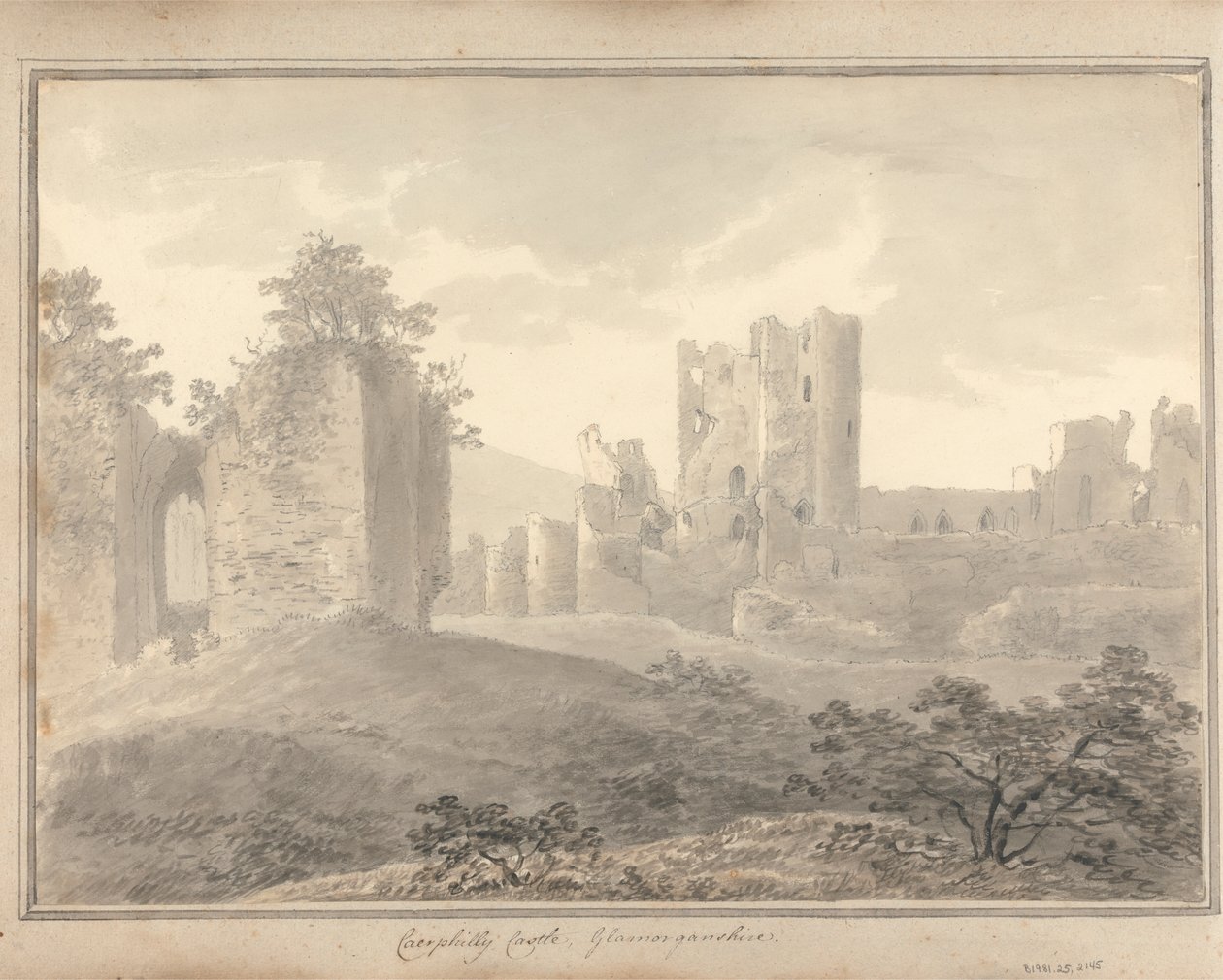 Utsikt i England, Skottland og Wales: Caerphilly Castle, Glamorganshire av Amos Green