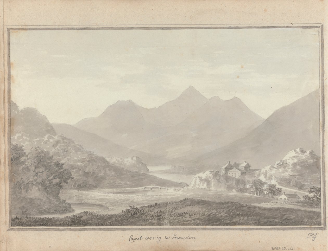 Utsikt i England, Skottland og Wales: Capel Cerrig og Snowdon av Amos Green