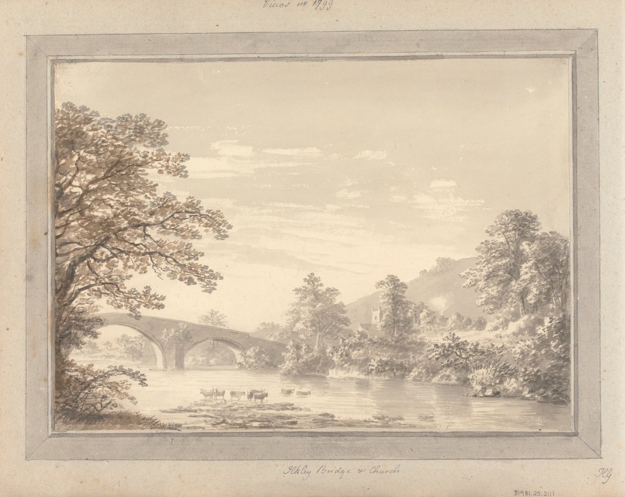 Utsikt i England, Skottland og Wales: Ilkley Bridge and Church av Amos Green
