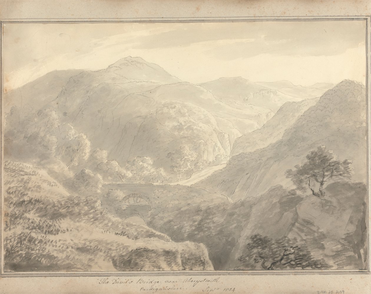 Utsikt i England, Skottland og Wales: The Devil's Bridge nær Aberystwith, Cardiganshire, september 1804 av Amos Green