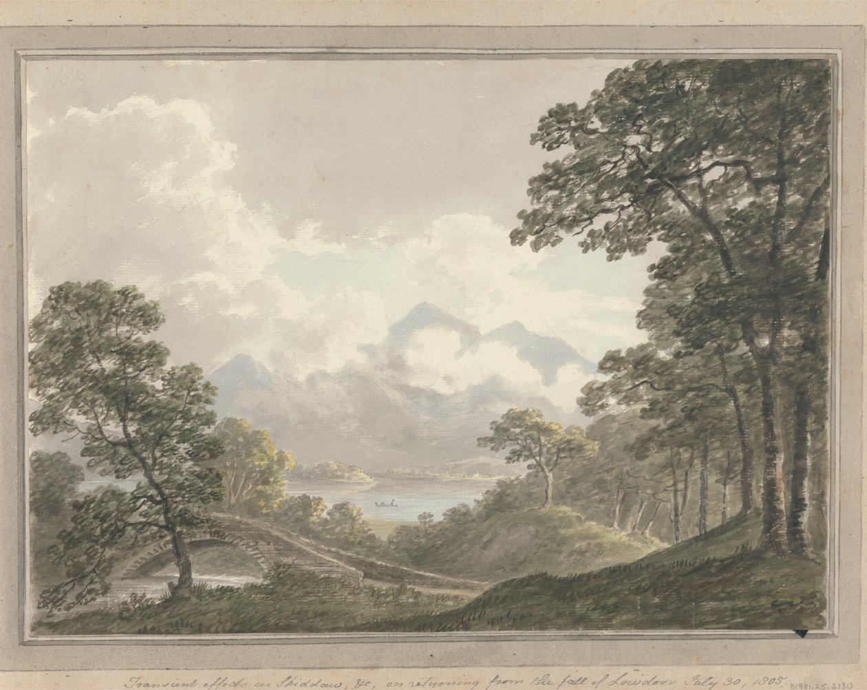 Utsikt i England, Skottland og Wales: Forbigående effekt på Skodow og c., ved retur fra Lowdoors fall, 30. juli 1805 av Amos Green