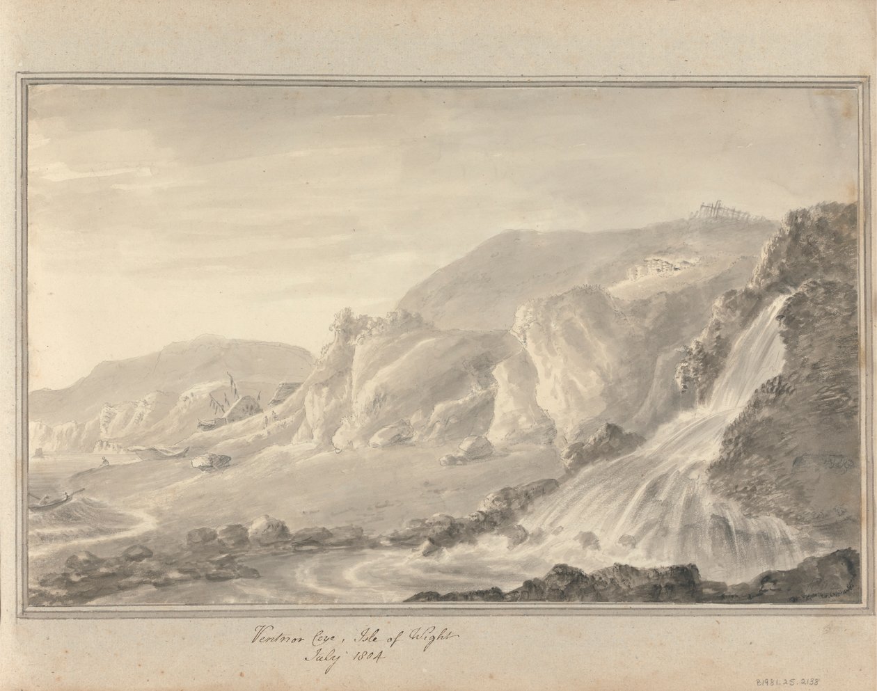Utsikt i England, Skottland og Wales: Ventnor Cove, Isle of Wight, juli 1804 av Amos Green
