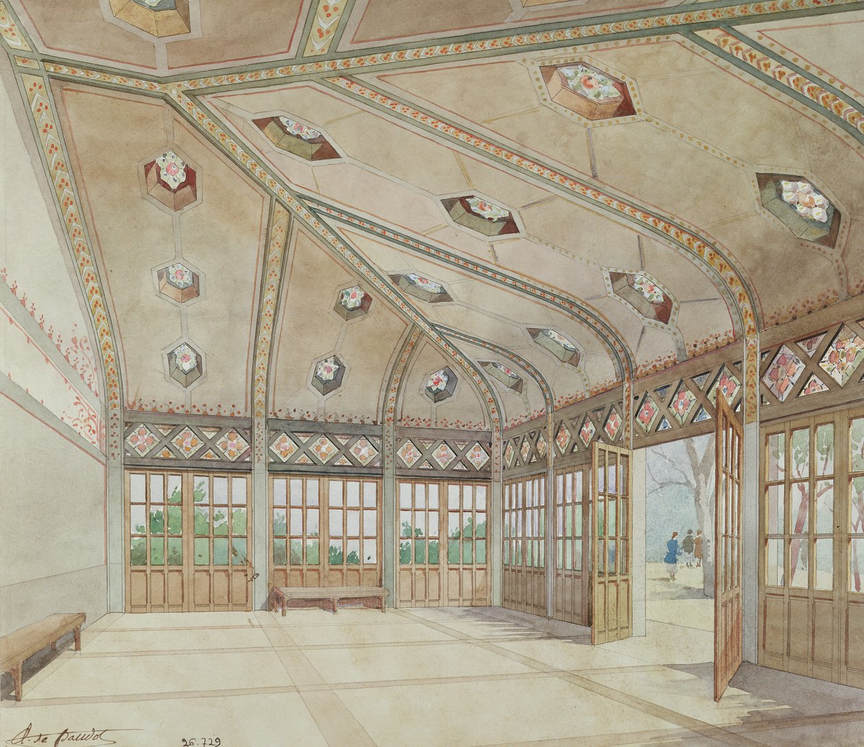 Lycee Victor Hugo, Paris, 1894 (wc på papir) av Anatole de Baudot