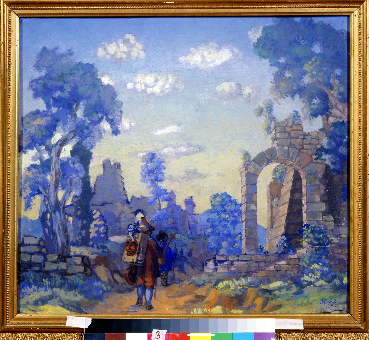 italienske musikere. Maleri av Anatoly Afanasyevich Arapov (1876-1949). Olje på lerret, 58 x 65 cm av Anatoli Afanasyevich Arapov