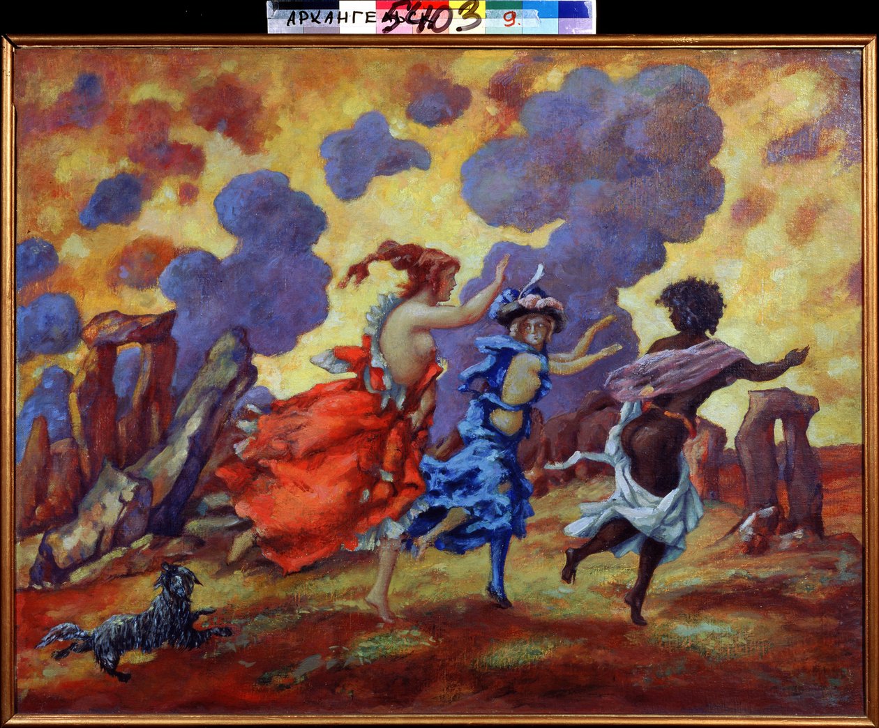 Frykt. Maleri av Anatoly Afanasyevich Arapov (1876-1949). Olje på lerret, 71 x 90 cm. Russisk kunst, symbolikk. Regionalt kunstmuseum, Arkhangelsk (Russland). av Anatoli Afanasyevich Arapov