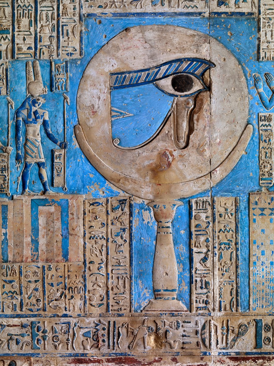 Horus øye. Taket i Hathor-tempelet, Dendera, 50-48 f.Kr. av Ancient Egypt