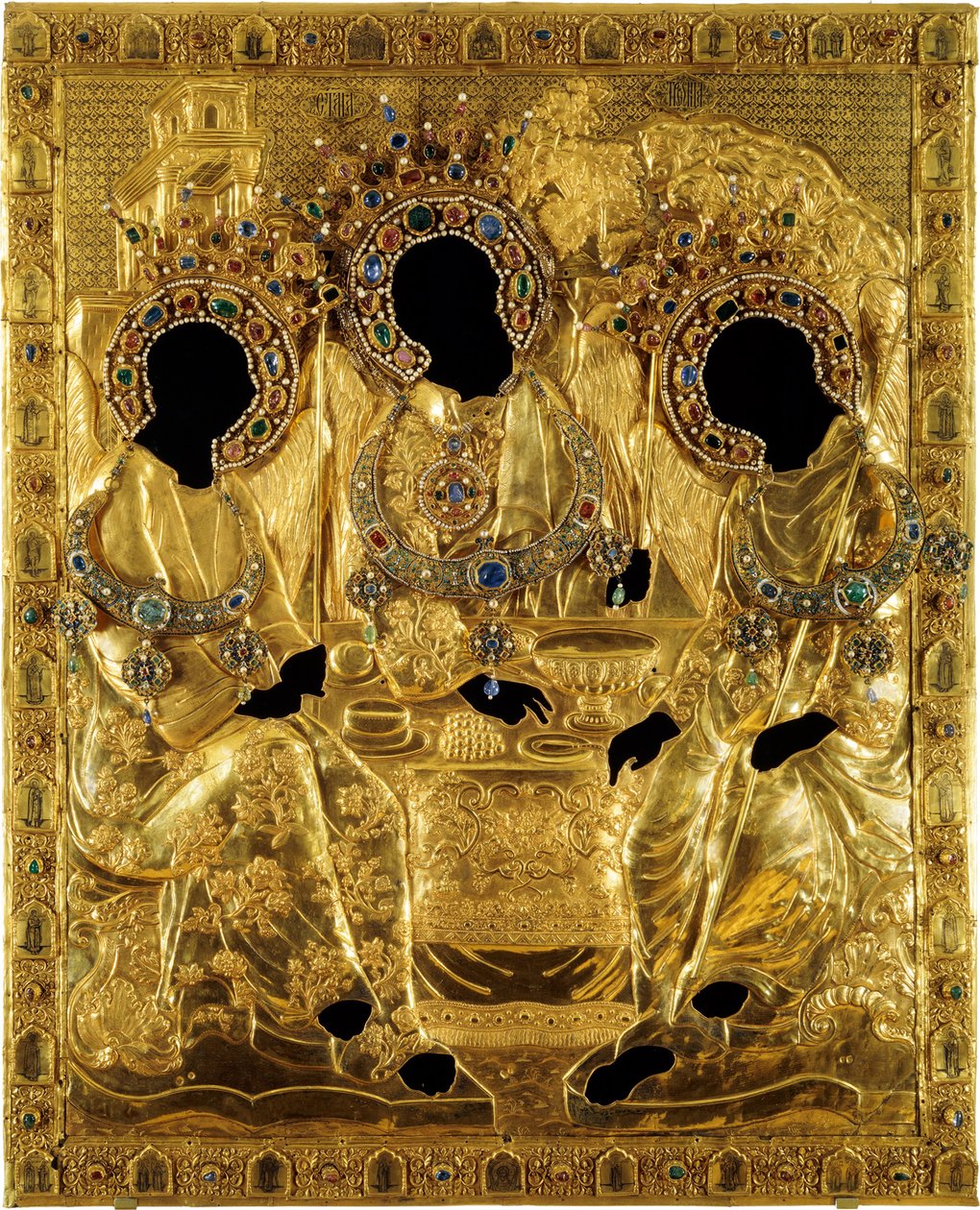 Oklad Cover for the Holy Trinity-ikon av Andrei Rublev, 1600-1625 av Ancient Russian Art