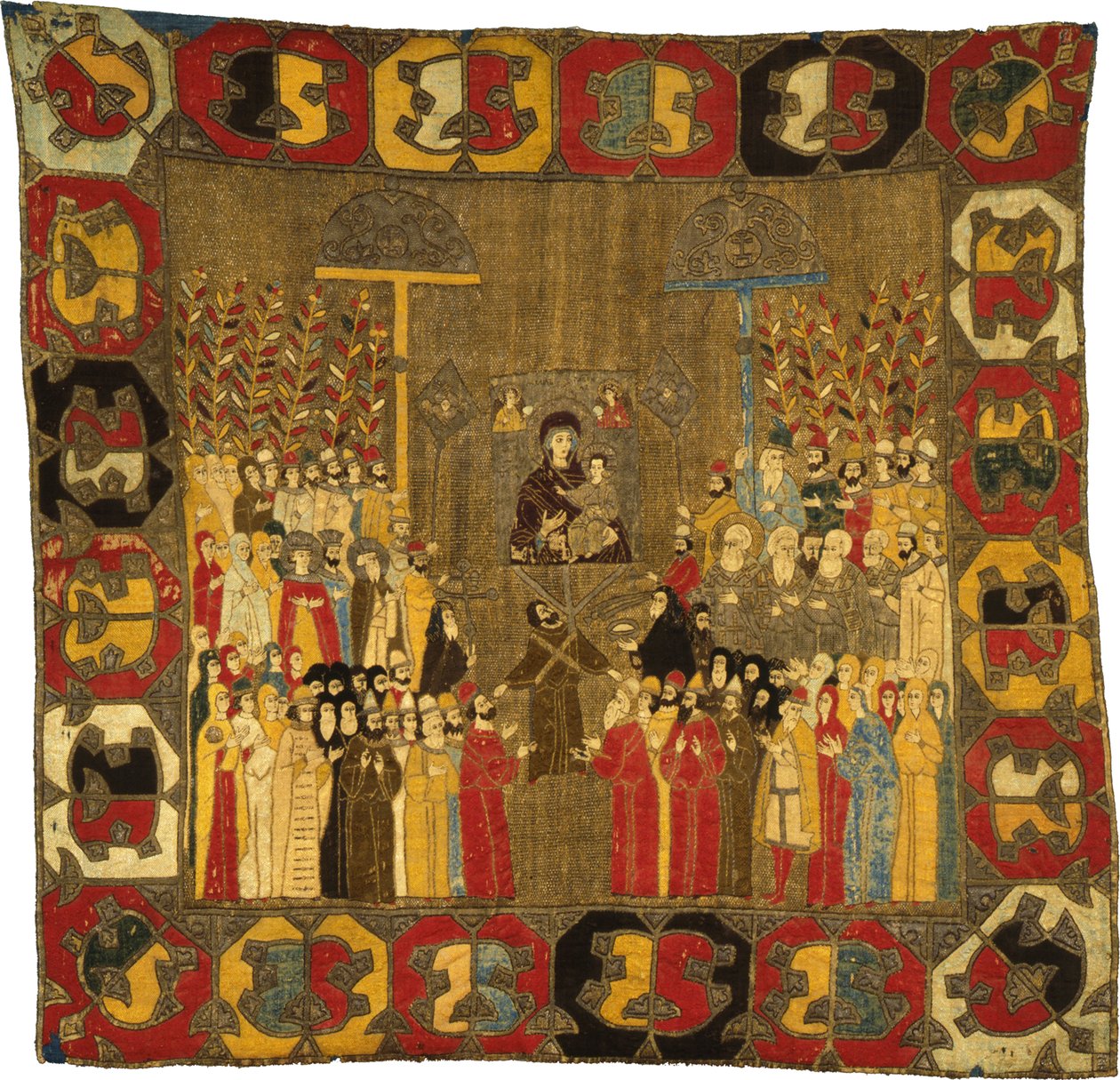 Palmesøndagsprosesjon i Moskva 8. april 1498. Zoe Palaiologina med døtre etterlatt, Ivan III, Elena av Wallachia, D, 1498 av Ancient Russian Art