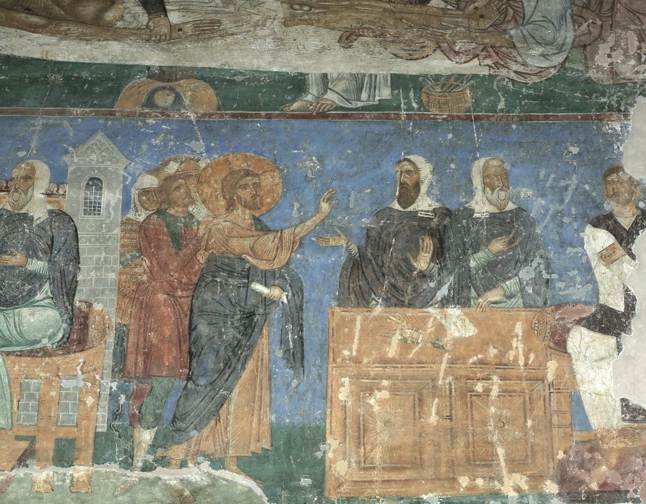 Kristus før Annas og Kaifas, 1100-tallet av Ancient Russian frescos