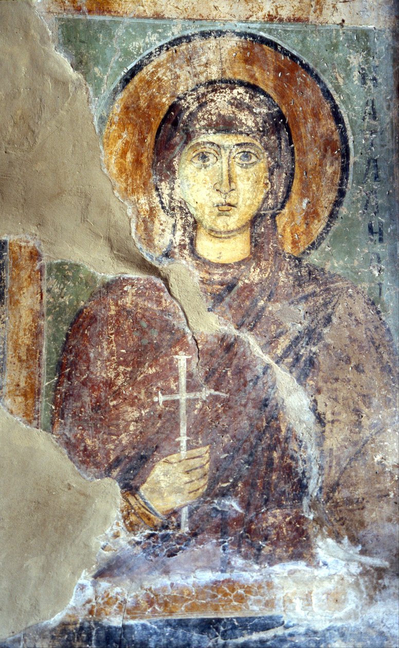 Den hellige Natalia av Ancient Russian frescos