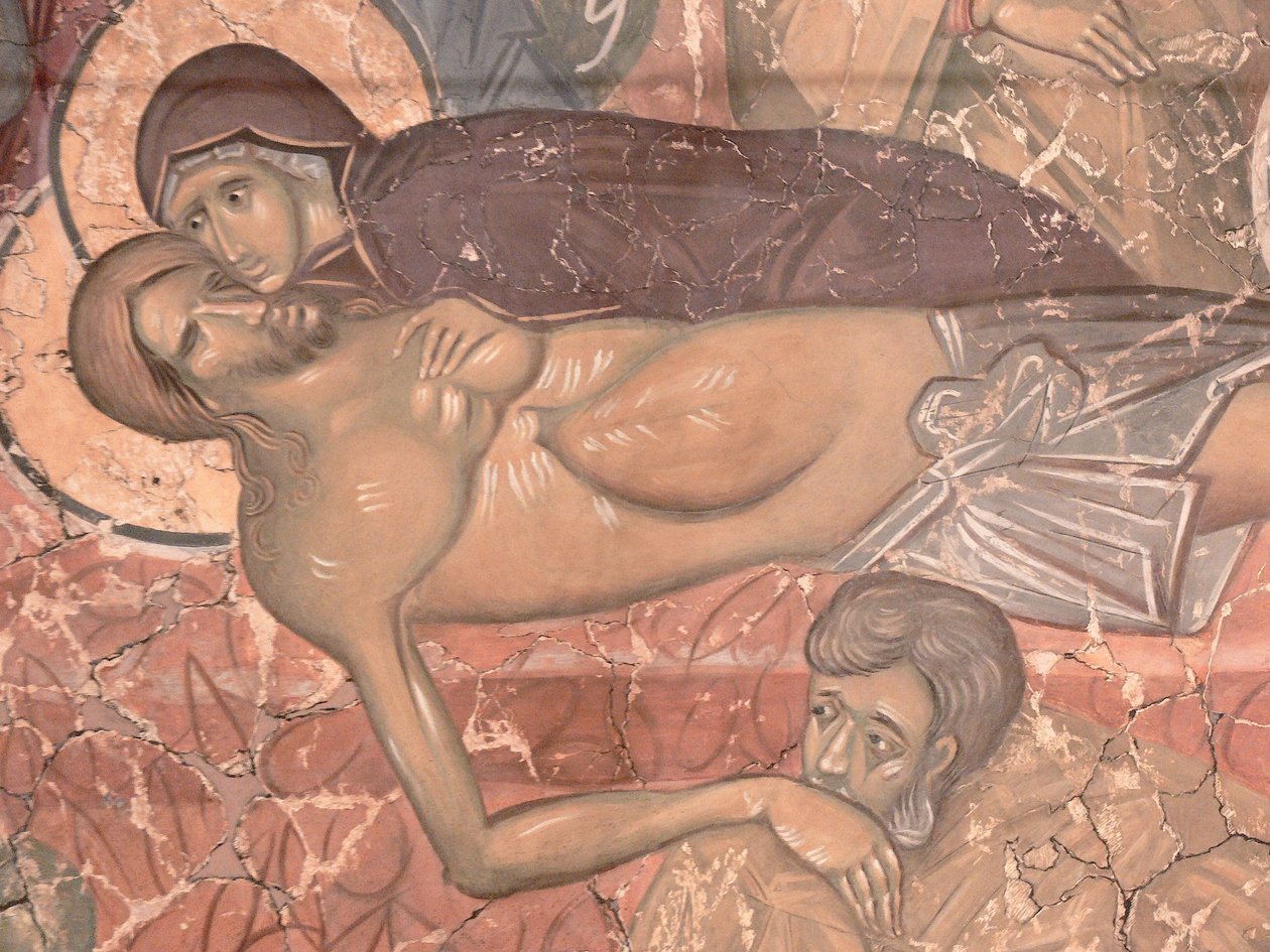 Kristi gravleggelse, ca 1380 av Ancient Russian frescos