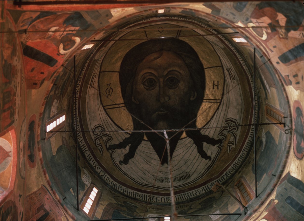The Holy Face Dome-maleriet i erkeengelen Michael-katedralen i Kreml i Moskva, 1652-1666 av Ancient Russian frescos