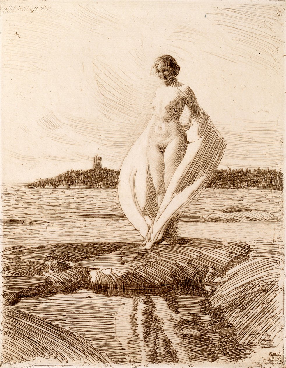 Kvinne med skjerf av Anders Leonard Zorn