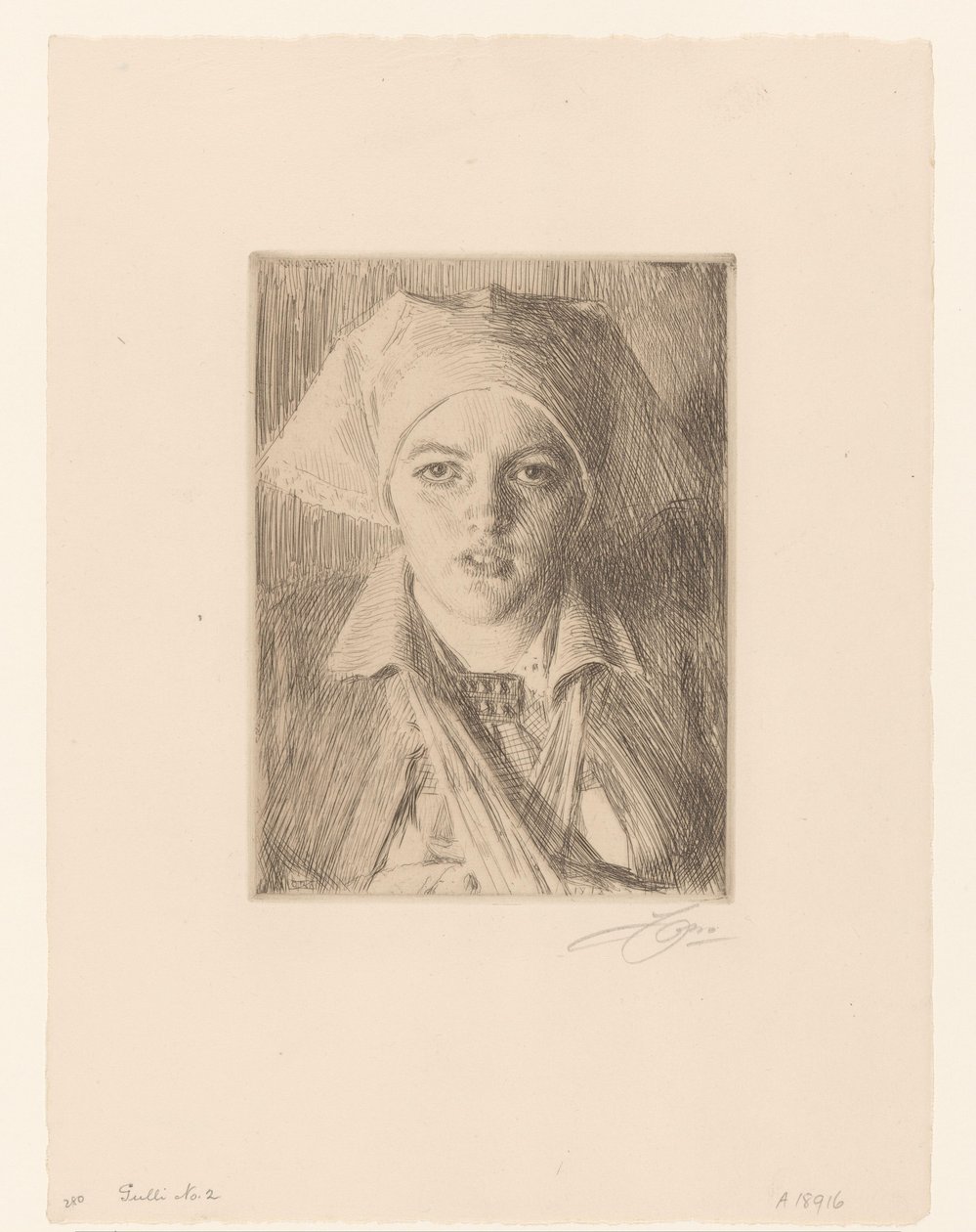 Portrett av van Gulli Gull II av Anders Leonard Zorn (signed by artist)