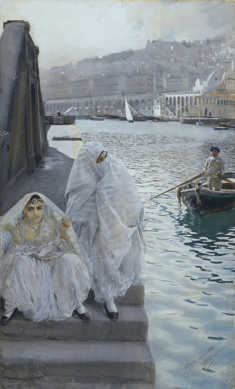 Fra Algiers havn par Zorn, Anders Leonard (1860-1920). Akvarell på papir, størrelse: 67x41 av Anders Leonard Zorn