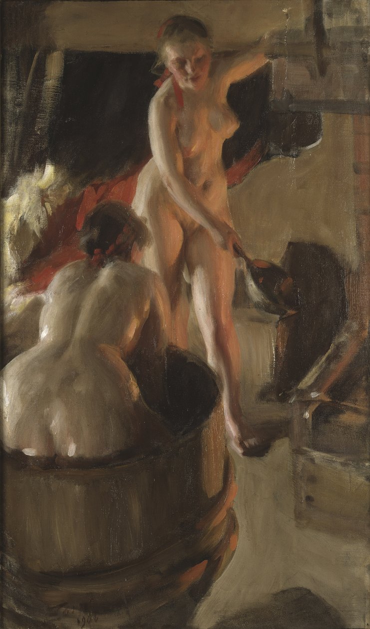 Jenter fra Dalarna har et bad, 1908 av Anders Leonard Zorn