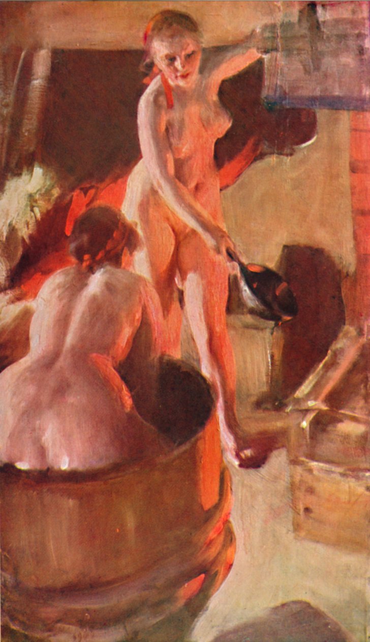 Jenter fra Dalarna har et bad, 1908, 1931 av Anders Leonard Zorn