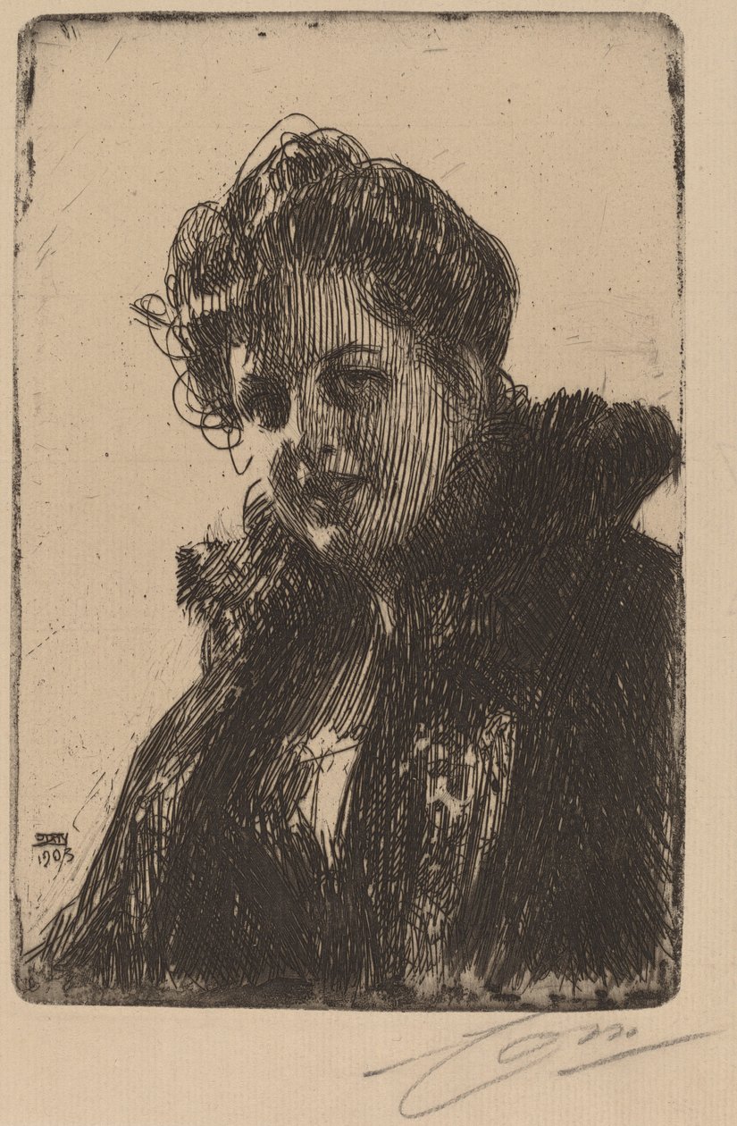Mrs. Granberg, 1903.    1189320   no       norwegian Successfully Translated  Original: Coronation of the virgin and Saints, Polyptych on golden background, detail of 2384569 (tempera on panel) Translat: Coronation of the virgin and Saints, Polyptych on go av Anders Leonard Zorn