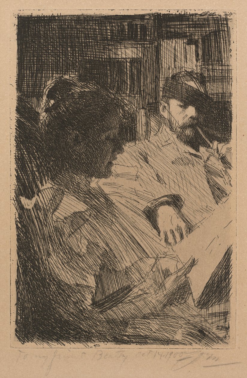 Leser La Lecture, 1893. av Anders Leonard Zorn