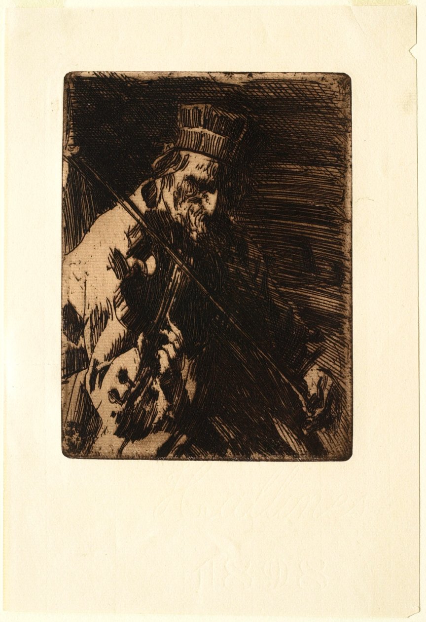 Landsbyfiolinist av Anders Leonard Zorn