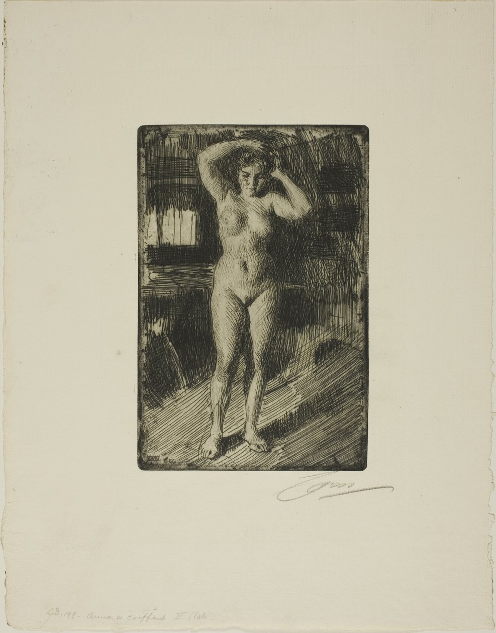 Anna gjør håret sitt av Anders Leonard Zorn