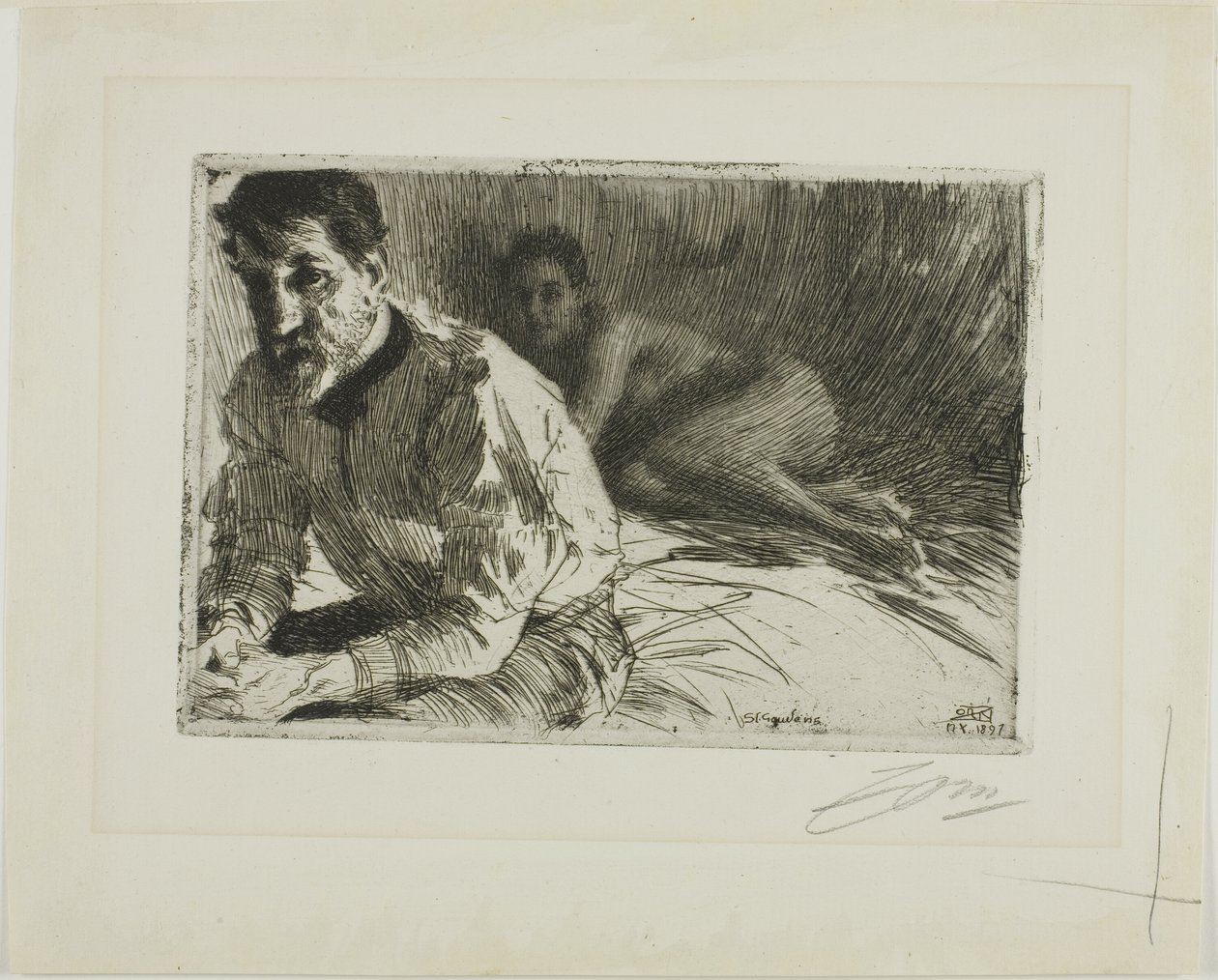Augustus Saint-Gaudens II (Saint-Gaudens og hans modell) av Anders Leonard Zorn
