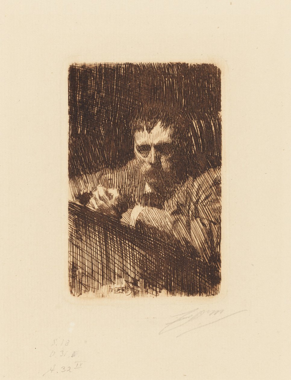 Gravør. Selvportrett av Anders Zorn