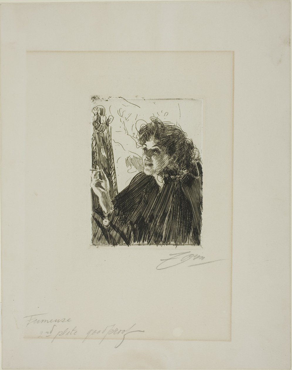 Jente med en sigarett II av Anders Leonard Zorn