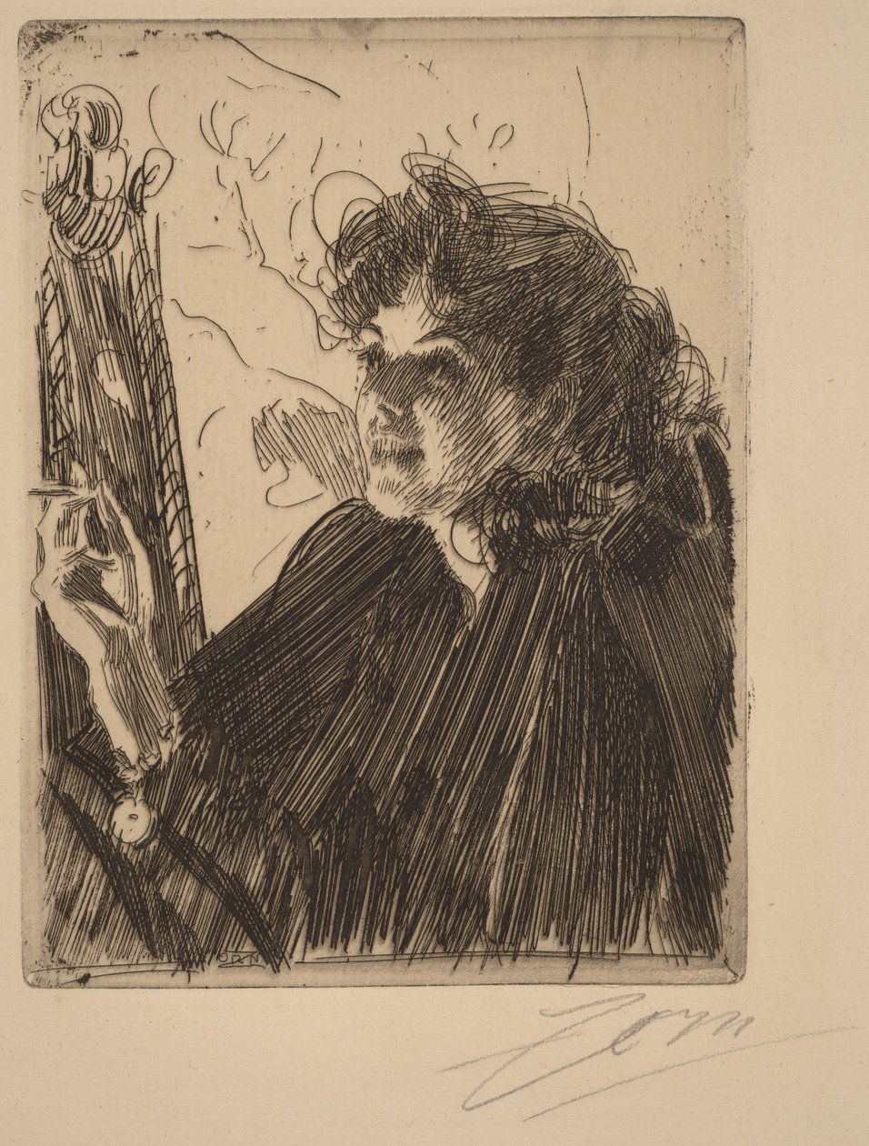 Jente med en sigarett II av Anders Zorn