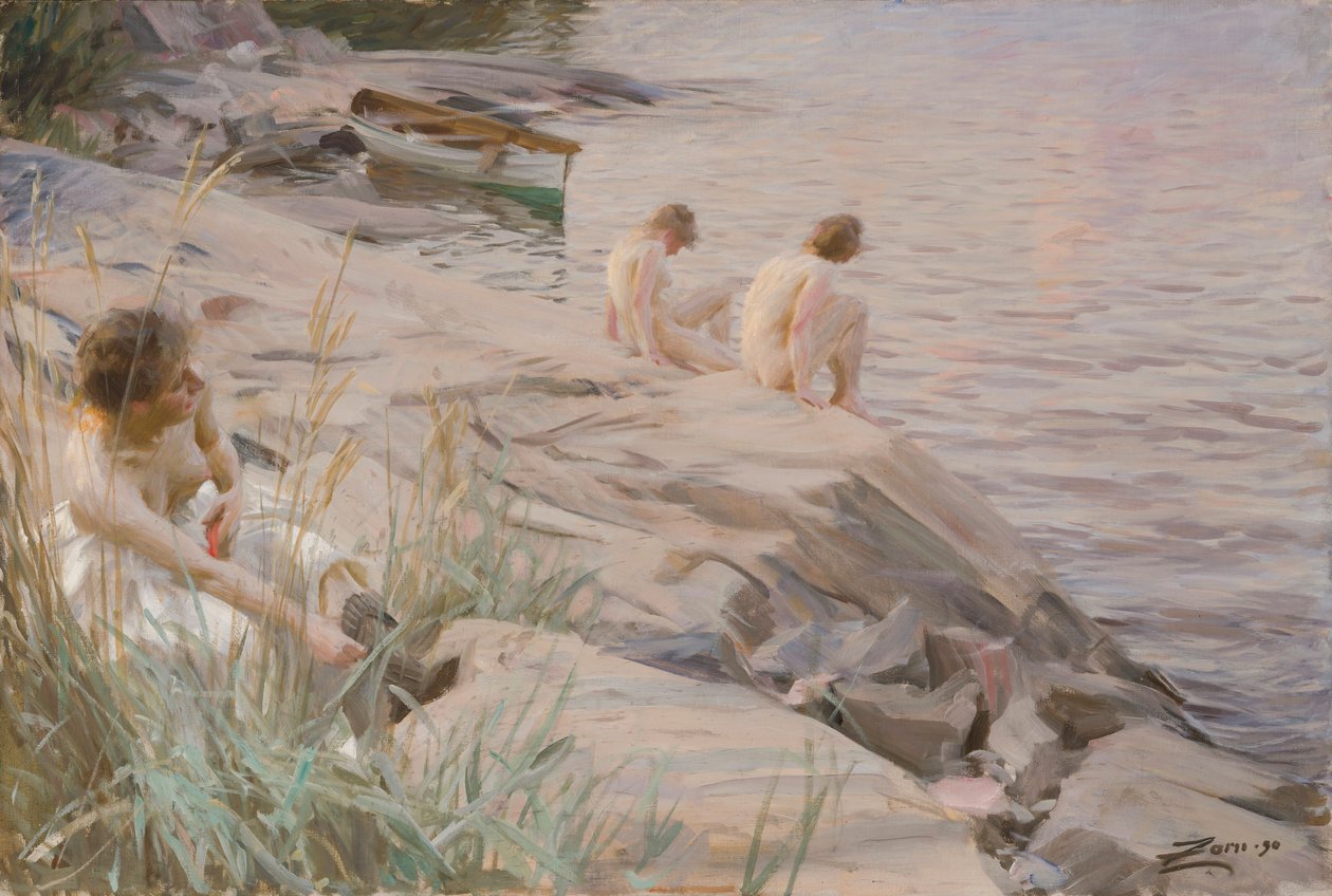 Jenter som bader i friluft av Anders Zorn