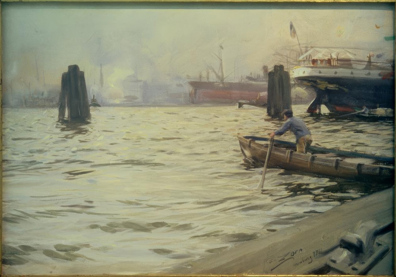 Hamburg havn av Anders Leonard Zorn