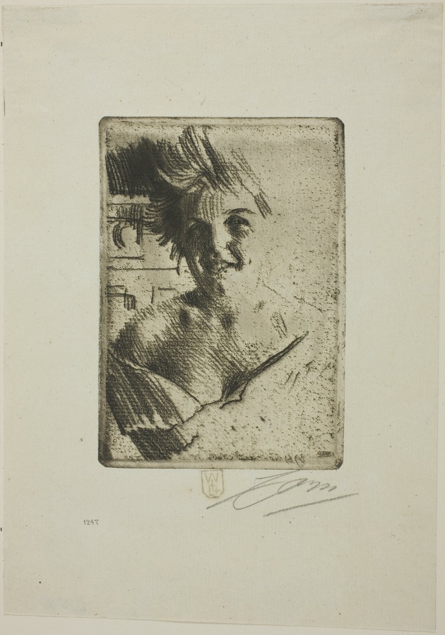 Leende modell I av Anders Leonard Zorn