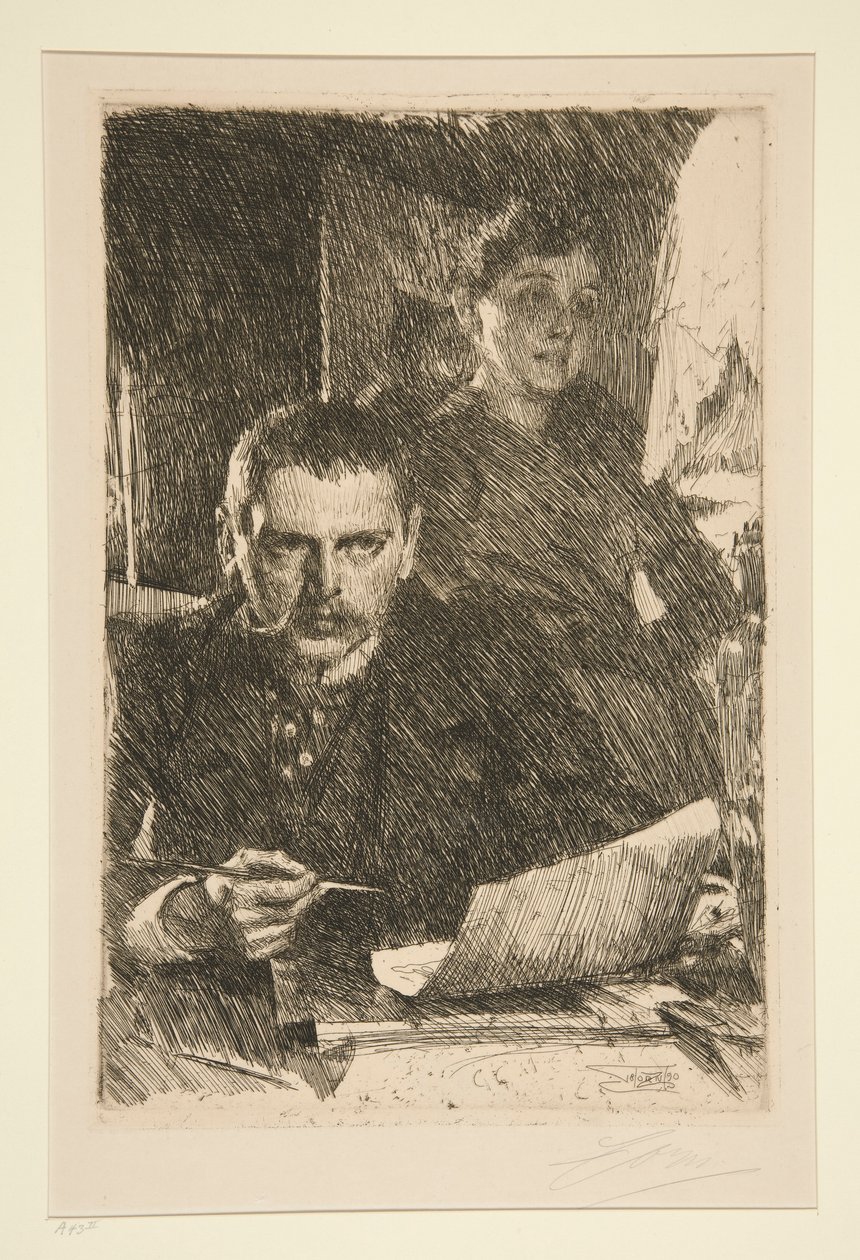 Portrett av kunstneren og hans kone av Anders Leonard Zorn