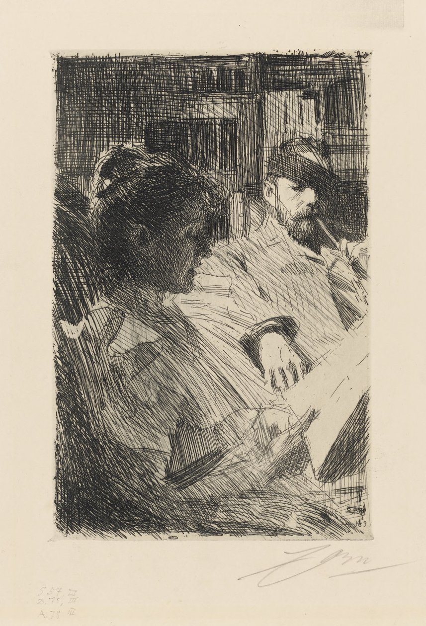 Lesing. Herr og fru Charles Deering av Anders Zorn